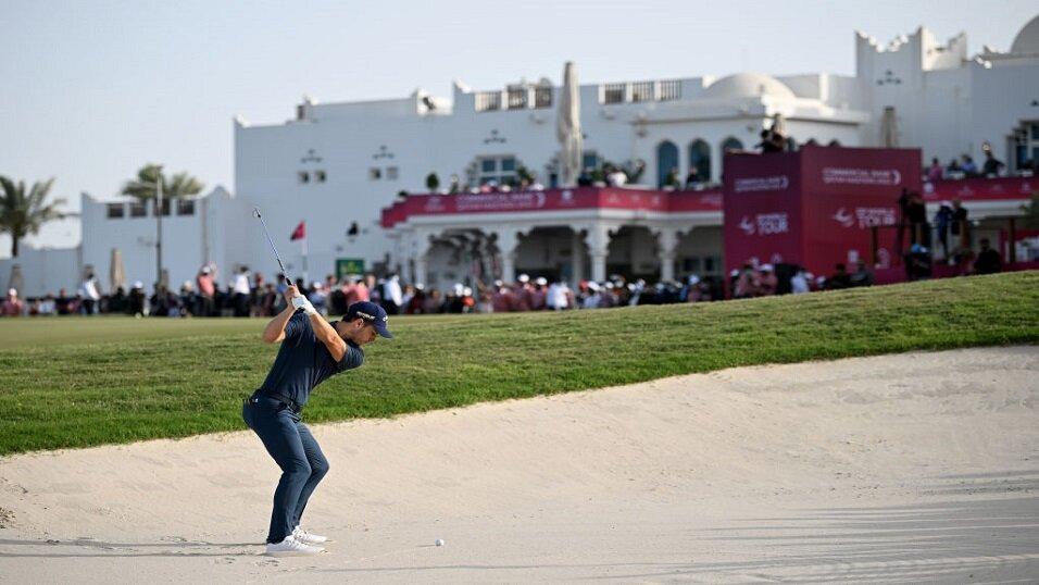 Matthew Jordan playing towards the 18th green at the Qatar Masters